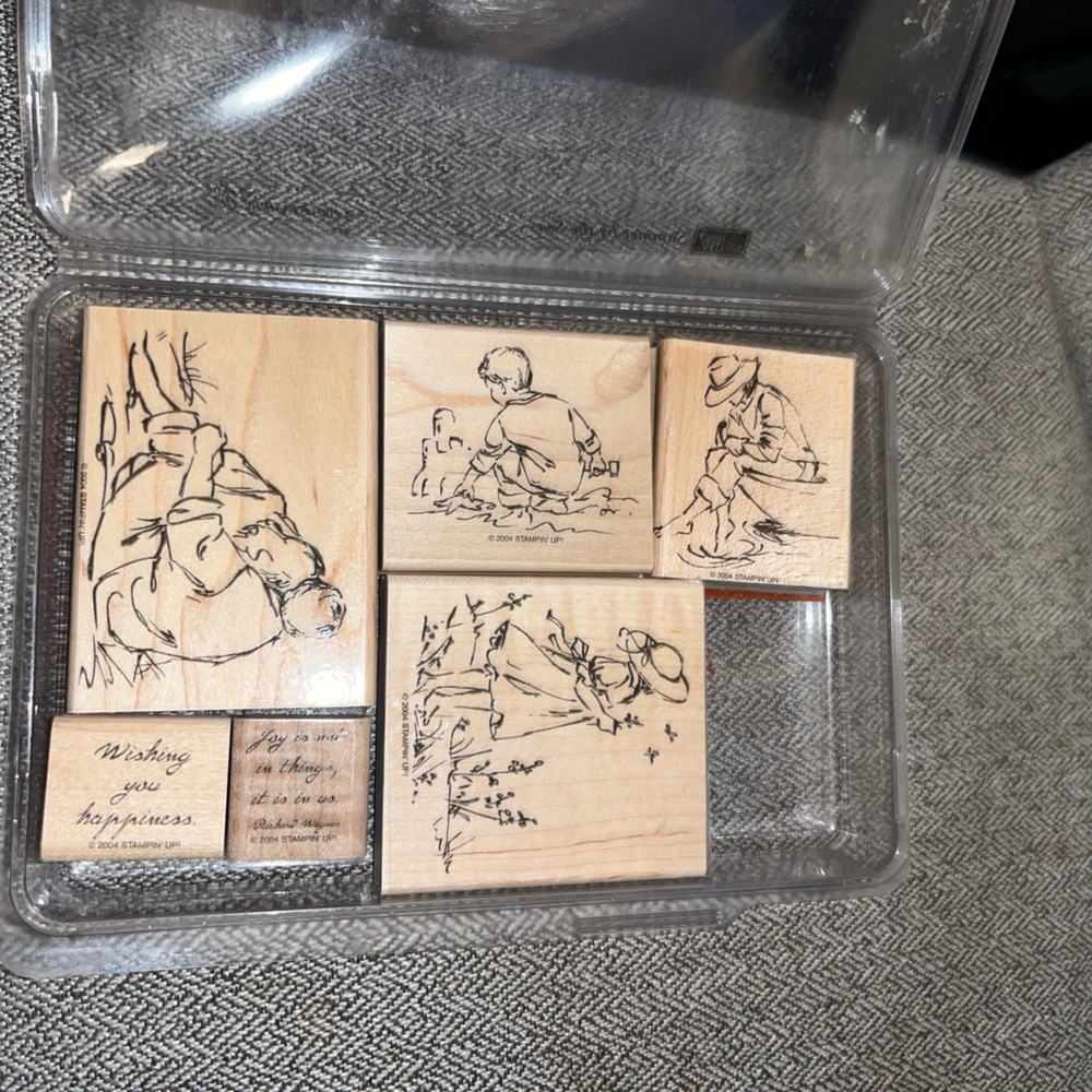Vintage Stampin Up SUMMER BY THE SEA Beach Ocean Children Rubber Stamps Set RARE